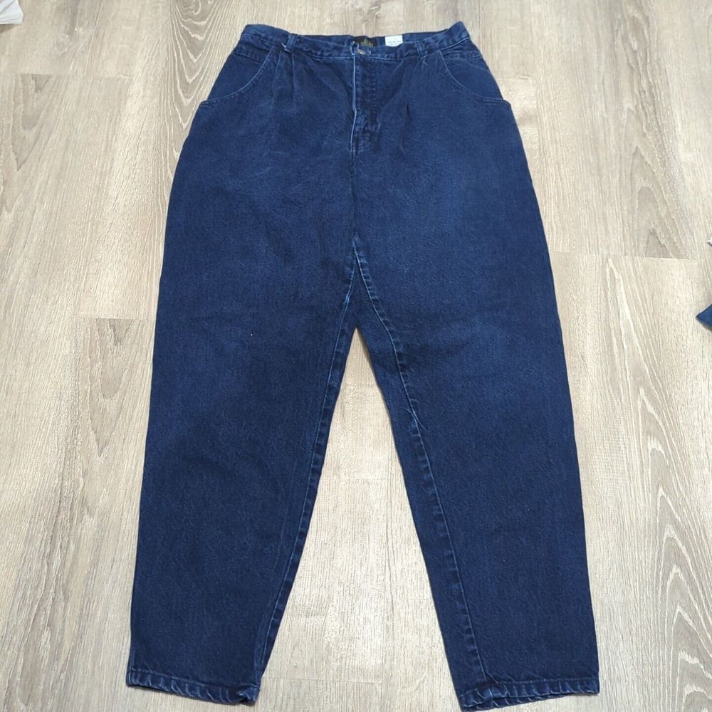 Vintage Sasson 16W High Waisted Mom Jeans Dark Wash Pleated Tapered Leg 487‎
